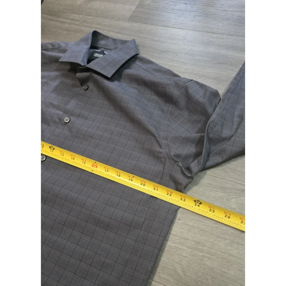 Kenneth Cole Awearness Men's Shirt 16.5 34/35 Gray Check Button Up SLIM FIT NWT